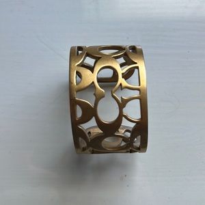 Thick Gold Coach Logo Bangle